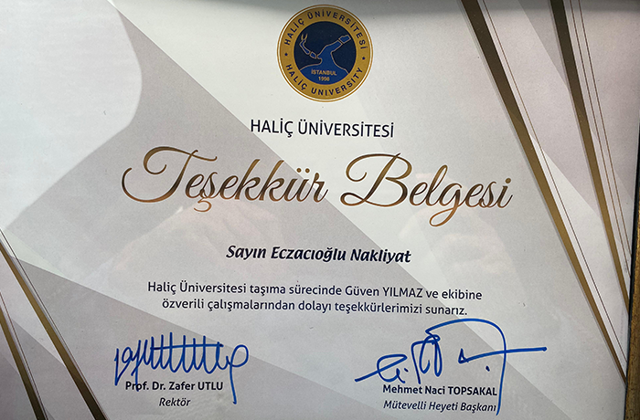 Teşekkür Belgesi Haliç görseli